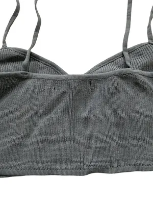 Zara Dusty Blue Ribbed Knit Crop Top Sweetheart Shirt Silhouette Large Women's thumbnail 5