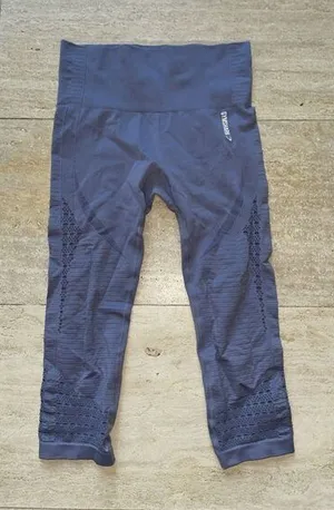 Gymshark Energy Seamless Perforated Cropped High Rise‎ Gray Leggings thumbnail 1