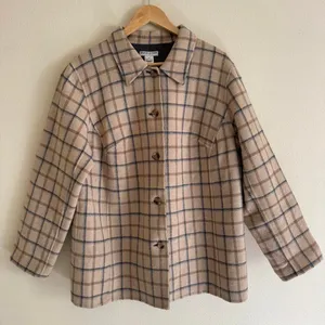 Pendleton Merino Wool Reversible Plaid Grey Preppy Button Up Coat Size 1X thumbnail 1