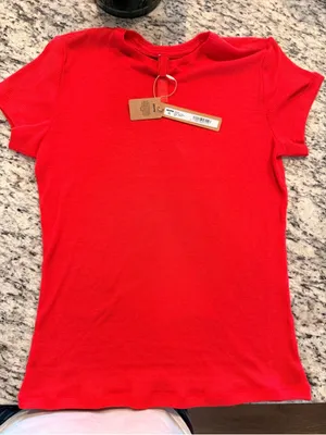 Skims Sheer Rib T-Shirt in Carmine Red NWT MEDIUM (C4) thumbnail 2