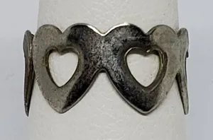 Silver Tone Heart Ring  thumbnail 1