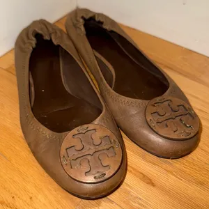 TORY BURCH Minnie Ballet Flats Medallion Leather Brown size 7‎ thumbnail 1