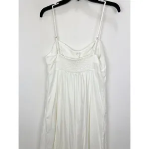 Free People Just Jill Maxi Denim Dress White A Line Sleeveless Pockets Medium thumbnail 10