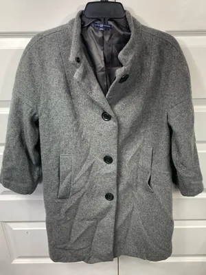 Wool Pea Coat Gap Women’s  M. 3/4 Sleeve Big Buttons Grey Medium Classy Lined thumbnail 1