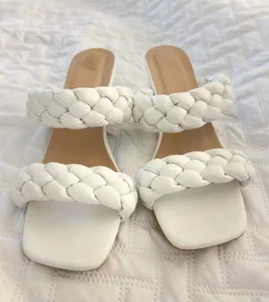 White Braided Short Heel Mule Sandals Size 6.5 thumbnail 6