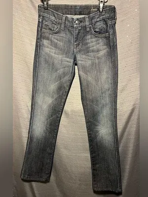 7 For All Mankind Straight Leg ‎ Jewel Embellished Back Pockets Size 24 Jeans thumbnail 1