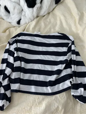 H&M Navy and White Striped Long Sleeve Tee thumbnail 2
