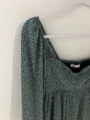 Abercrombie‎ & Fitch Green Ditsy Floral Square-Neck Long Sleeve Mini Dress thumbnail 4