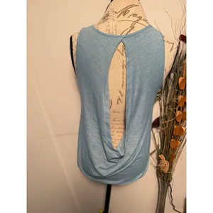 LULULEMON Tank Top Women Blue Heathered‎ Open Back Workout Gym Activewear thumbnail 2