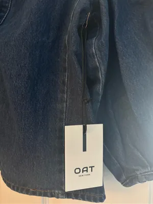 Oat New York Dark Blue Denim Puff-Sleeve Jacket, Size-Small thumbnail 6