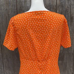 Cotton On Orange lightweight Summer Dress Ditzy Floral Size Large thumbnail 5