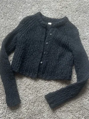 J Brand Black WOOL Textured Button-Front Knit Cardigan thumbnail 2