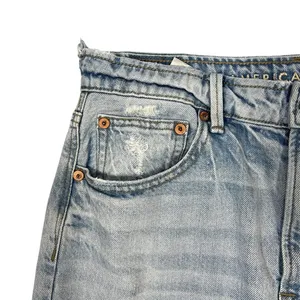 American Eagle 90s Maxi Skirt 4 Light Wash Distressed Denim Slit Grunge READ!‎ thumbnail 14
