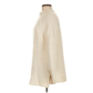 By Anthropologie Ivory Alpaca Blend Textured Mock Neck Sweater Size M thumbnail 4