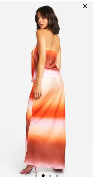 Boohoo Ombré satin longline Bandeau & maxi skirt thumbnail 2