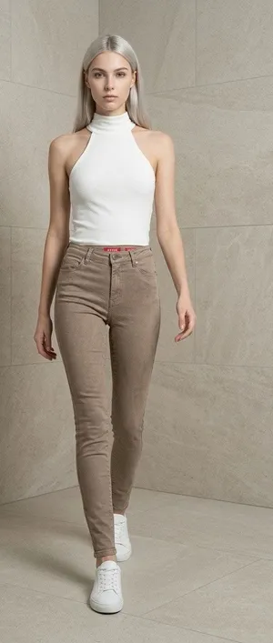 GUESS Ultra High Rise Cropped Skinny Pants Women’s Size 27 Taupe Brown Stretch thumbnail 1