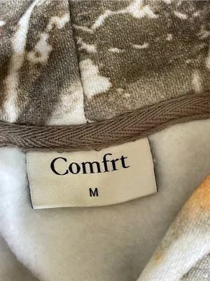 Comfrt Neutral Tie-Dye Teddy Hoodie Jacket in Beige & Tan thumbnail 7