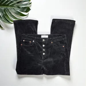 Zara Woman High-Rise Corduroy Button-Fly Cropped Kick Flare Pants thumbnail 8