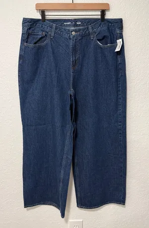 NWT OLD NAVY Mid Rise WOW Baggy Wide Leg Blue Jeans Size 16 thumbnail 1