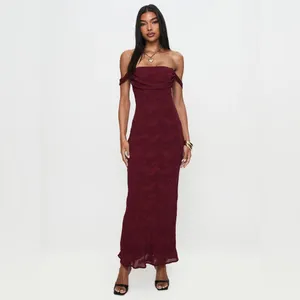 Princess Polly Azura Off The Shoulder Maxi Dress Burgundy thumbnail 12