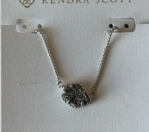 Kendra Scott Tess Pendant Necklace Rhodium Plated Platinum Drusy thumbnail 2