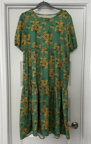 Green and Yellow Floral Midi Dress thumbnail 3