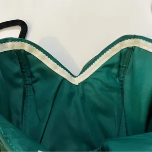 Modern Maids Emerald Green Strapless Ruched Chiffon Dress Small Brooch 4 thumbnail 6