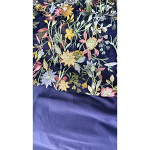 Floral Embroidered Mesh Midi Dress Sz 6 Bell Sleeve Cottagecore Navy thumbnail 3