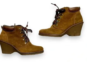 White Mountain Liberty Leather Wedge Booties Size 10 thumbnail 1