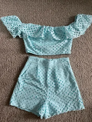 These Three Boutique Aqua Eyelet Set thumbnail 1