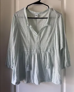 Old Navy Light Mint Lace-Trim Peasant Tunic / AA87 thumbnail 1
