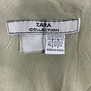 Zara Shimmery Floral Print Spaghetti Strap Slip Midi Dress Lined 10 Green Purple thumbnail 6