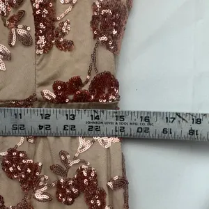 Lulu's size XL Rose Gold Sequin Floral Embroidered Mesh Fabric maxi mermaid ball thumbnail 5