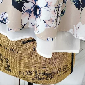 Astr the Label Floral Chiffon‎ Layered Split Black Crop Blouse Blush XS thumbnail 7