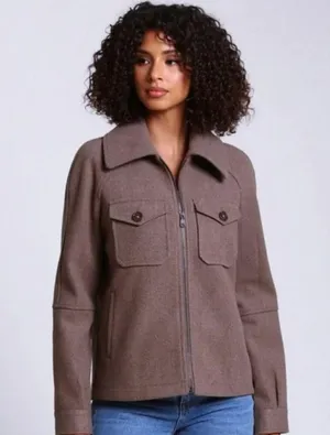 Avec Les Filles | Brown Relaxed Front Zip Jacket Barn Jacket Style Size Small thumbnail 1