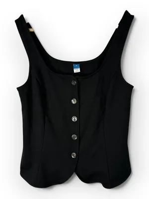 Old Navy Womens M Black Ponte Knit Sleeveless Button Front Tank Minimalist Layer thumbnail 1