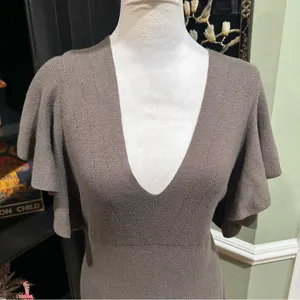 Free People “Cozy Nights” Fit & Flare Knit Dress – Taupe – Size Medium thumbnail 4