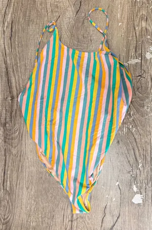 J.Crew Playa colorful striped swimsuit size medium thumbnail 1