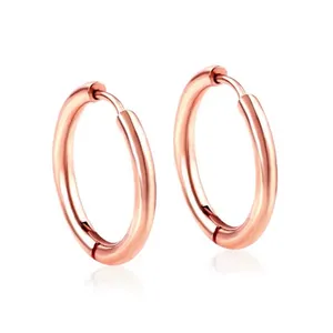 Unisex‎ Hoop Earrings Rose Gold Plated Silver Huggie Hoops, 9mm thumbnail 2