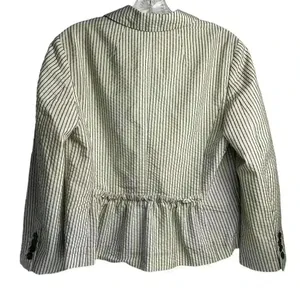 Ann‎ Taylor Loft Women's Blazer Jacket Ivory/White and Black Stripes Size 8 thumbnail 15