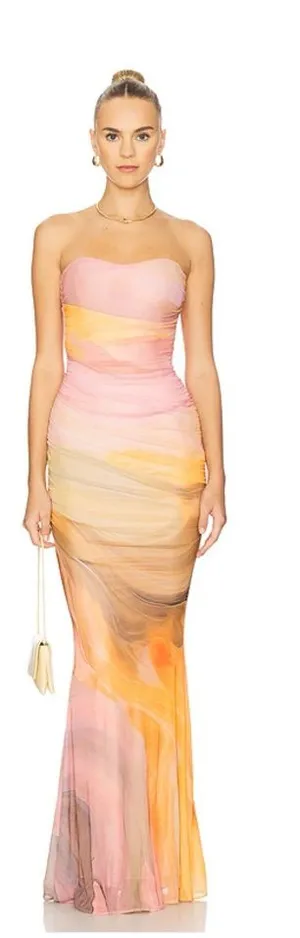 NWT Retrofete Isadore Maxi Long Dress Contour Brushstrokes Size Small thumbnail 1