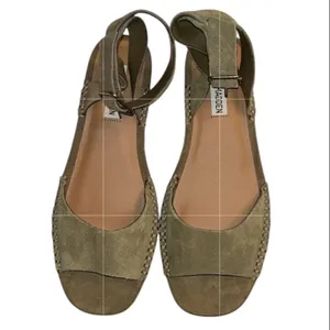Steve Madden Green Suede/Leather Wedge Heel Open Toe Sandals (Size 8.5M) thumbnail 2