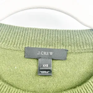 J. Crew Womens‎ Moss Green Wool Blend Tiered Ruffle Sleeve Preppy Sweater XXS thumbnail 4