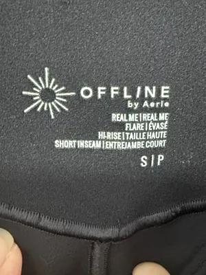 AERIE Black Cross Over waist Hi-Rise Flare Leggings Short Inseam Size Small thumbnail 4