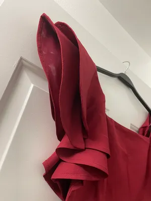 The Clothing Company | NWOT | Square Neck Ruffle Sleeve Dress | M | Burgundy | CD02485 thumbnail 3