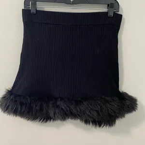 Show Me Your Mumu Fran Black Knit Faux Fur Mini Skirt Size Large thumbnail 3
