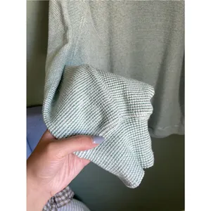Aerie Waffle Soft Oversized Pullover Sweater Size Small Green White Thermal thumbnail 9