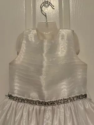 Couture Princess Girls White Formal Dress Size 7 Rhinestone Waist Bow Back thumbnail 2