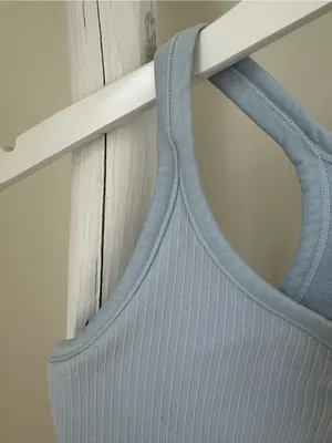 Women’s Light Blue Ribbed Racerback Tank Top Size Medium thumbnail 4