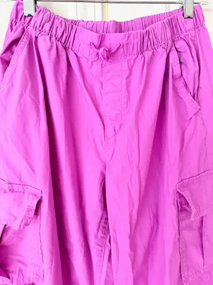 Gap Fuchsia Cargo Parachute Pants, Size XS thumbnail 2